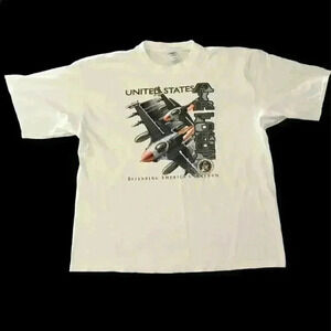 VTG United States Airforce Defending Americas Freedom white T-shirt  size XXL